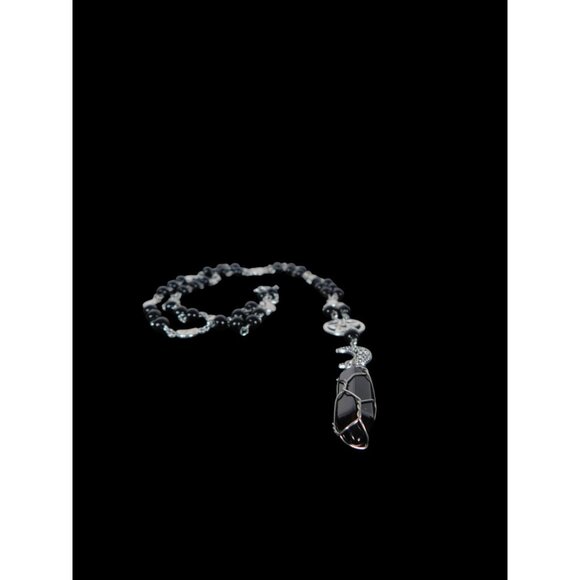Witch Prayer Beads Onyx Pentagram Moon Necklace - Picture 9 of 12